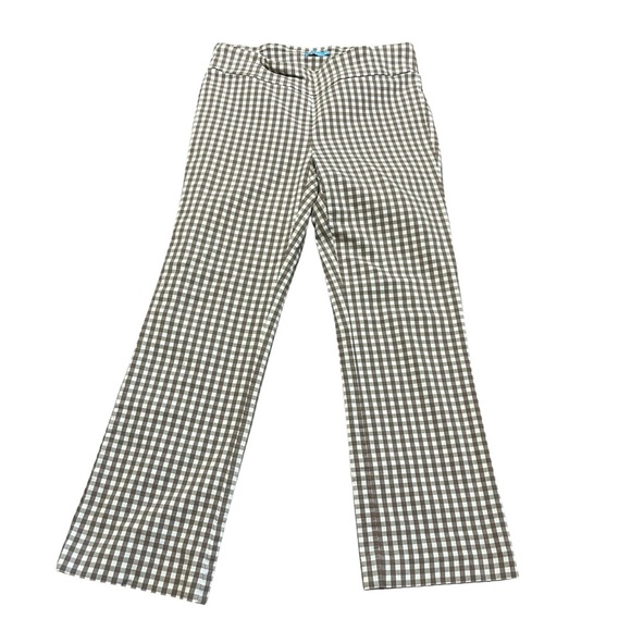 J. McLaughlin Brown White Gingham Pants Size 6 Straight Leg Summer Fall Preppy - Picture 1 of 7